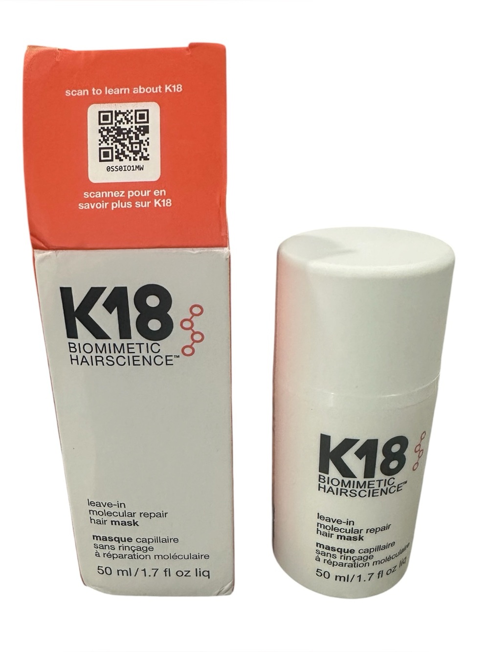 K18 Biomimetic Hairscience Leave-In Molecular Repair Hair Mask MSRP 75.00 BNIB
